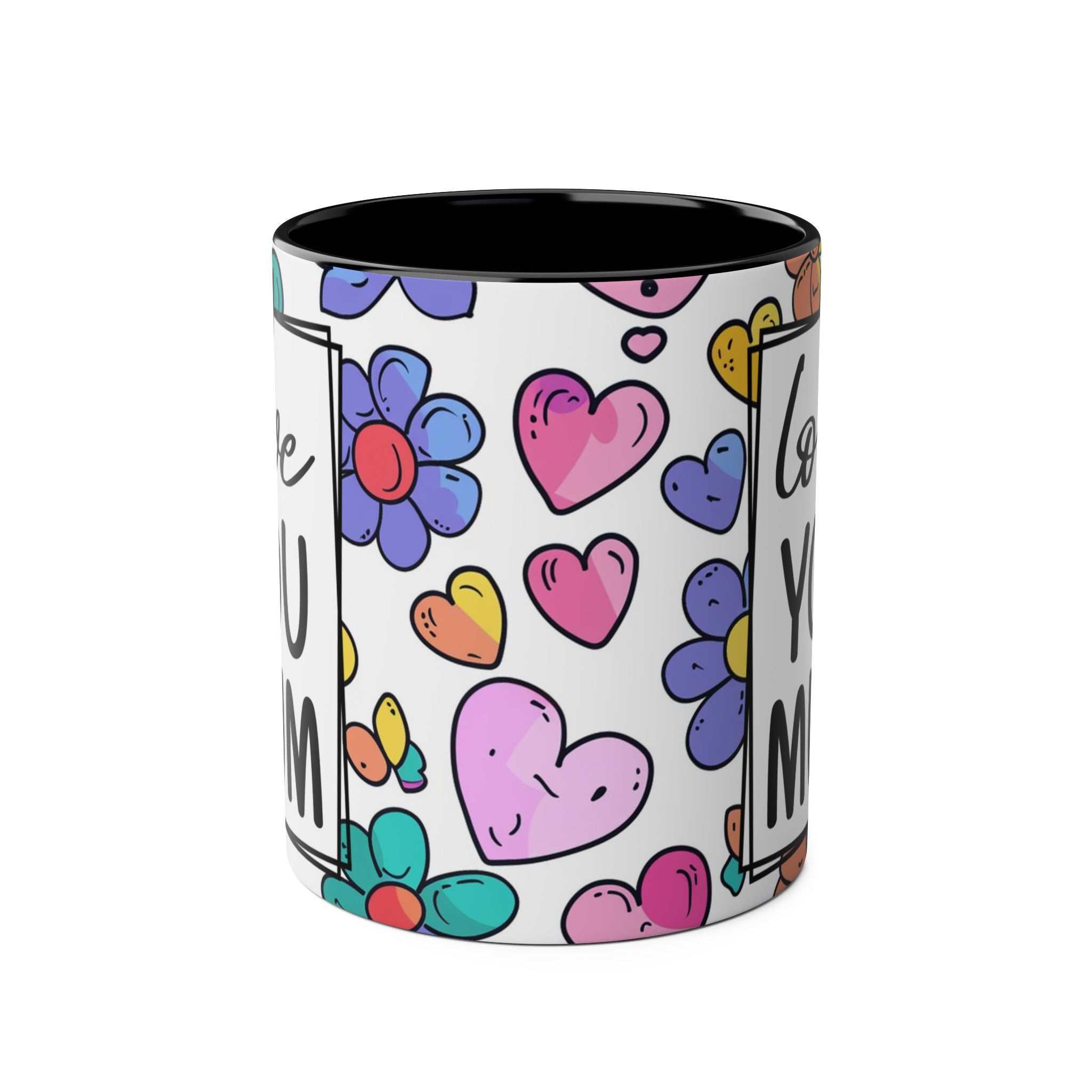Love You Mum Floral Mug with floral heart design and heartfelt message, glossy ceramic, microwave and dishwasher safe