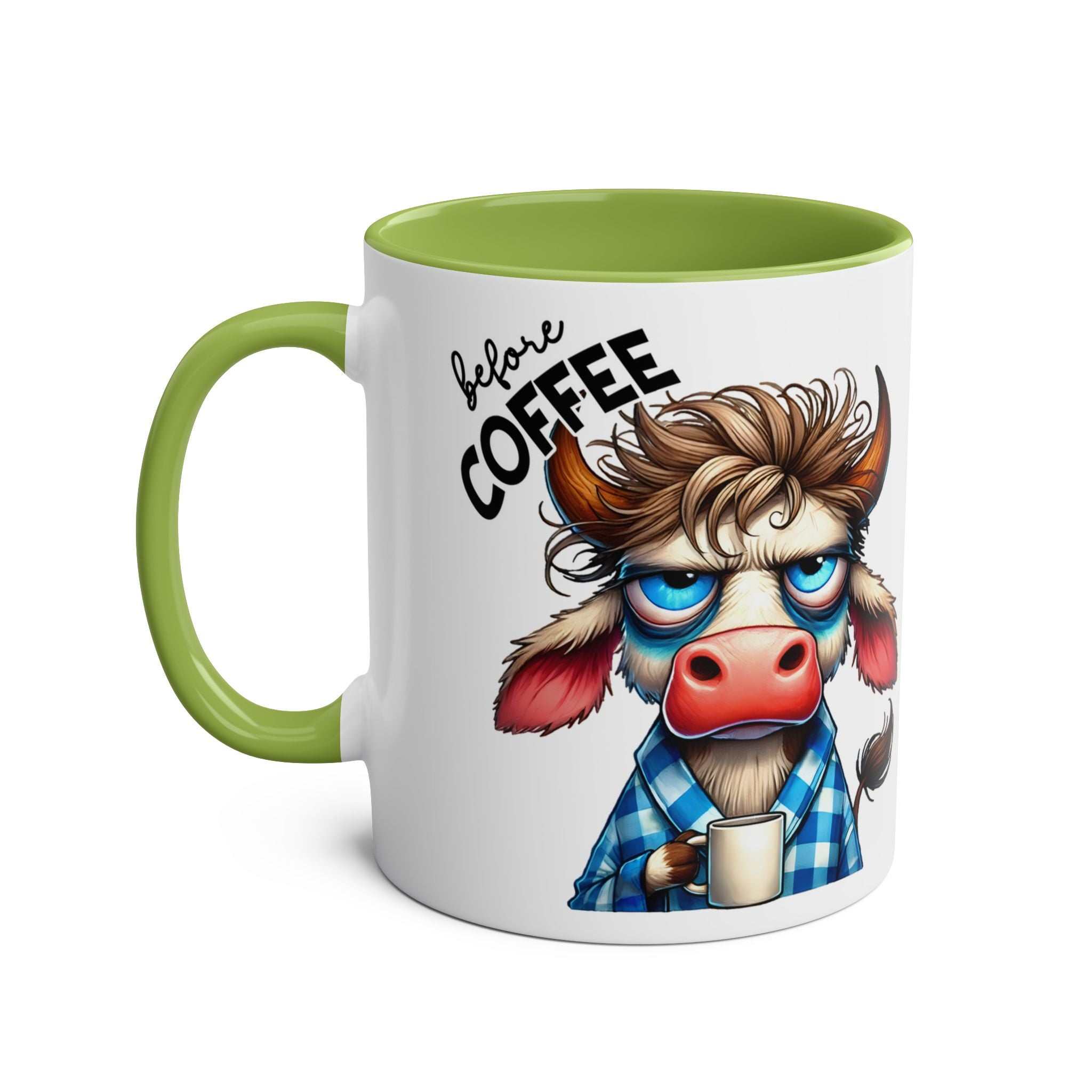 Fun Sarcastic Coffee Mug with colorful design and humorous cow graphic. Ideal for coffee lovers. 