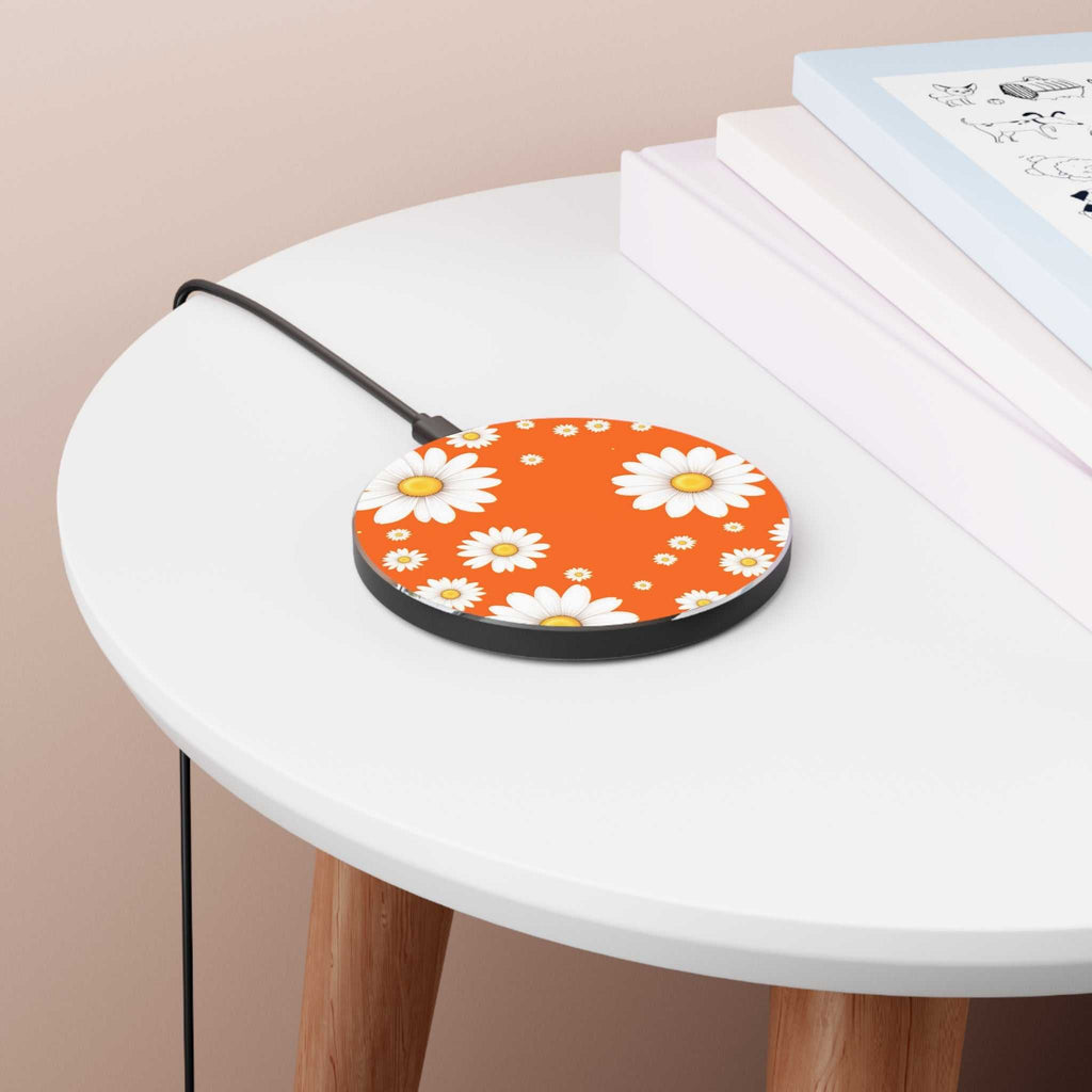 Orange Daisy Design Wireless Charger