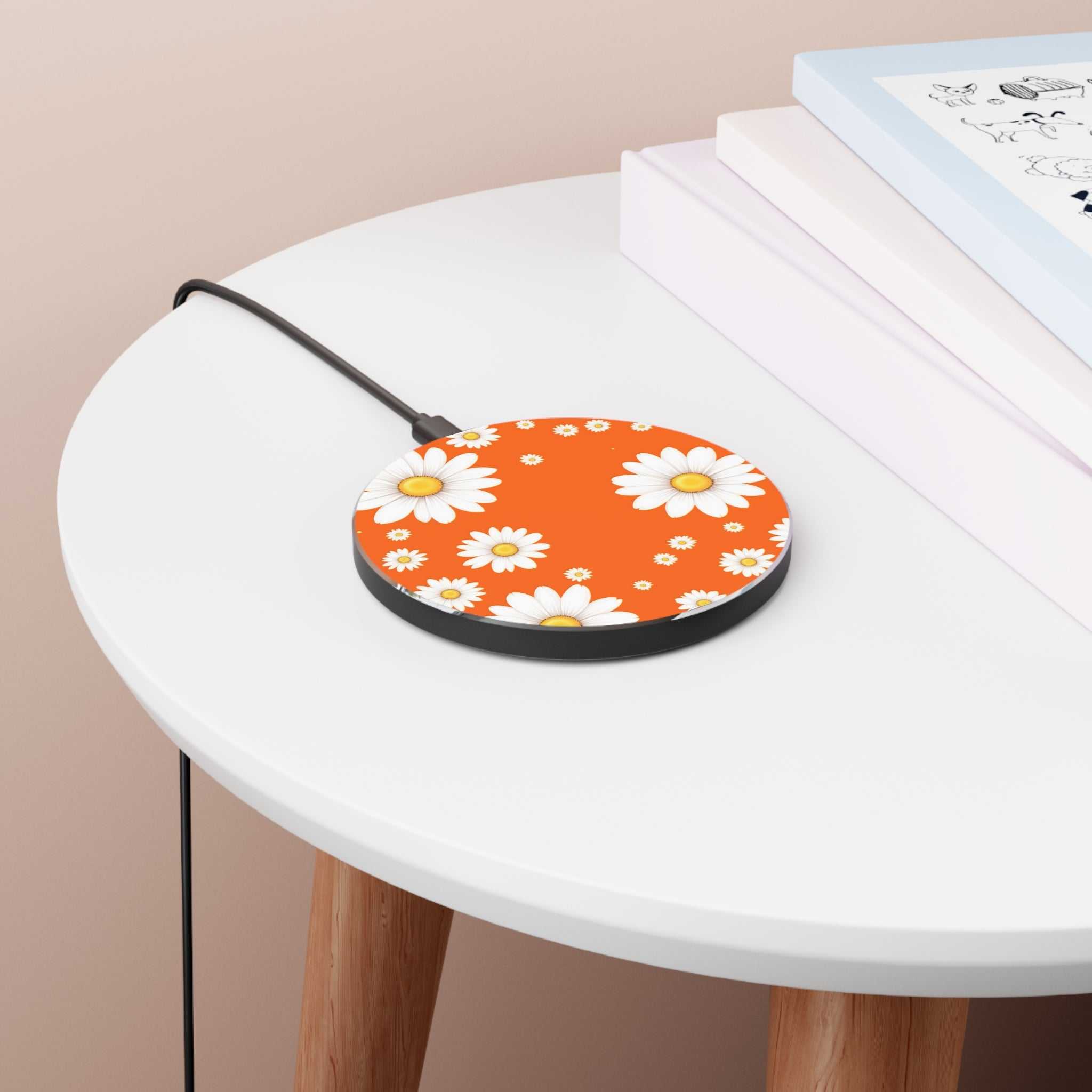 Orange Daisy Design Wireless Charger