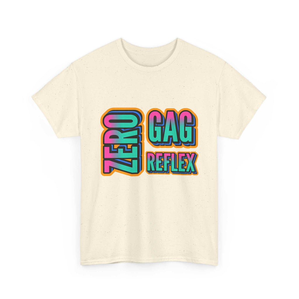 Black Zero Gag Reflex T-Shirt with bold humorous text, cotton fabric, perfect for parties and bachelorette weekends