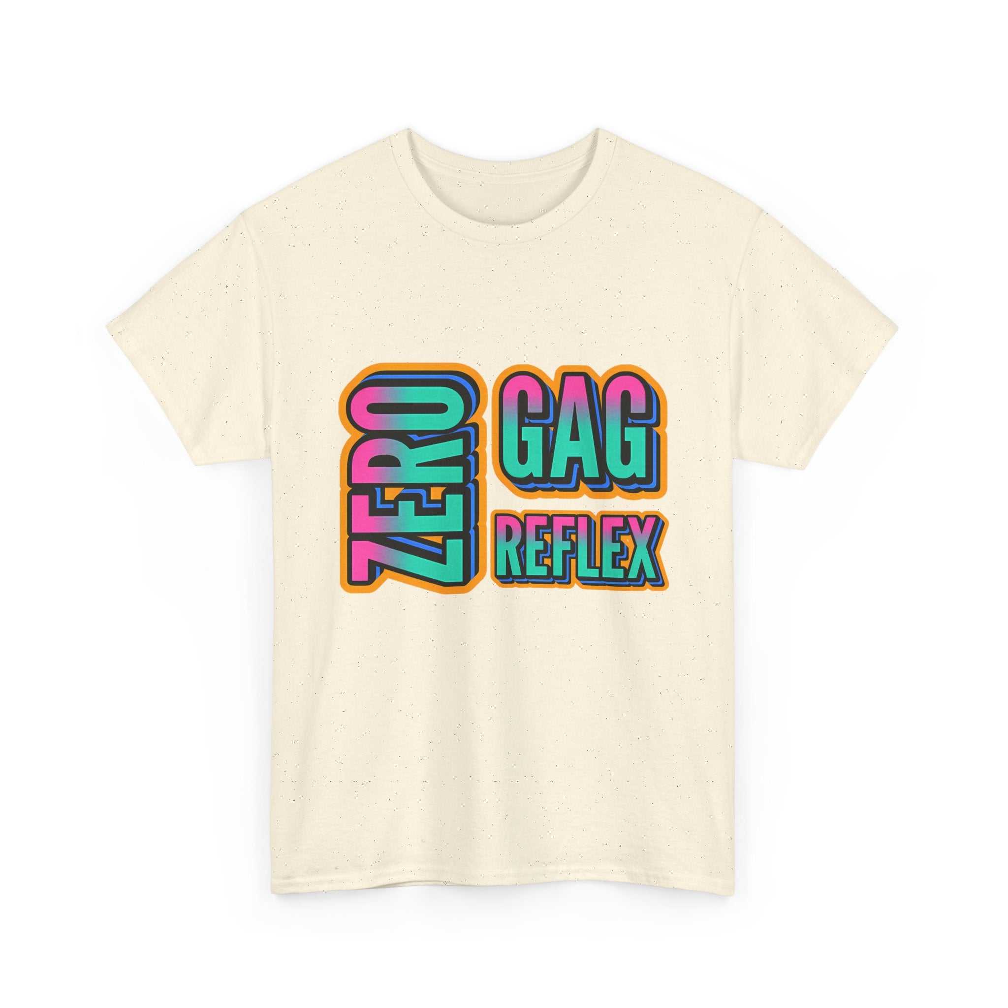 Black Zero Gag Reflex T-Shirt with bold humorous text, cotton fabric, perfect for parties and bachelorette weekends