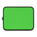 Lime green neoprene laptop sleeve with soft foam lining and dual zipper closure