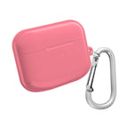 Light coral AirPods/Pro protective hard shell case with carabiner clip, durable, slim, and wireless charging compatible
