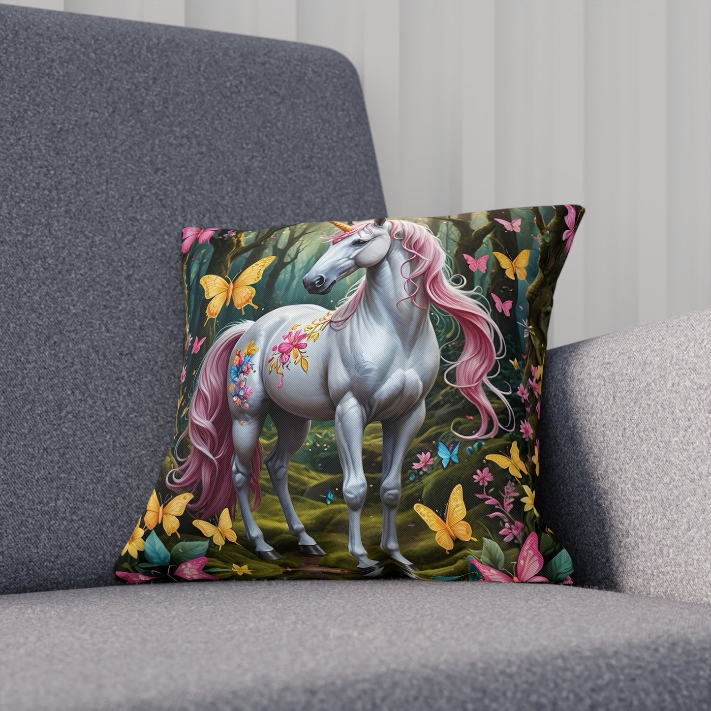 Beautiful Mythical Unicorn Cotton Drill Square Cushion