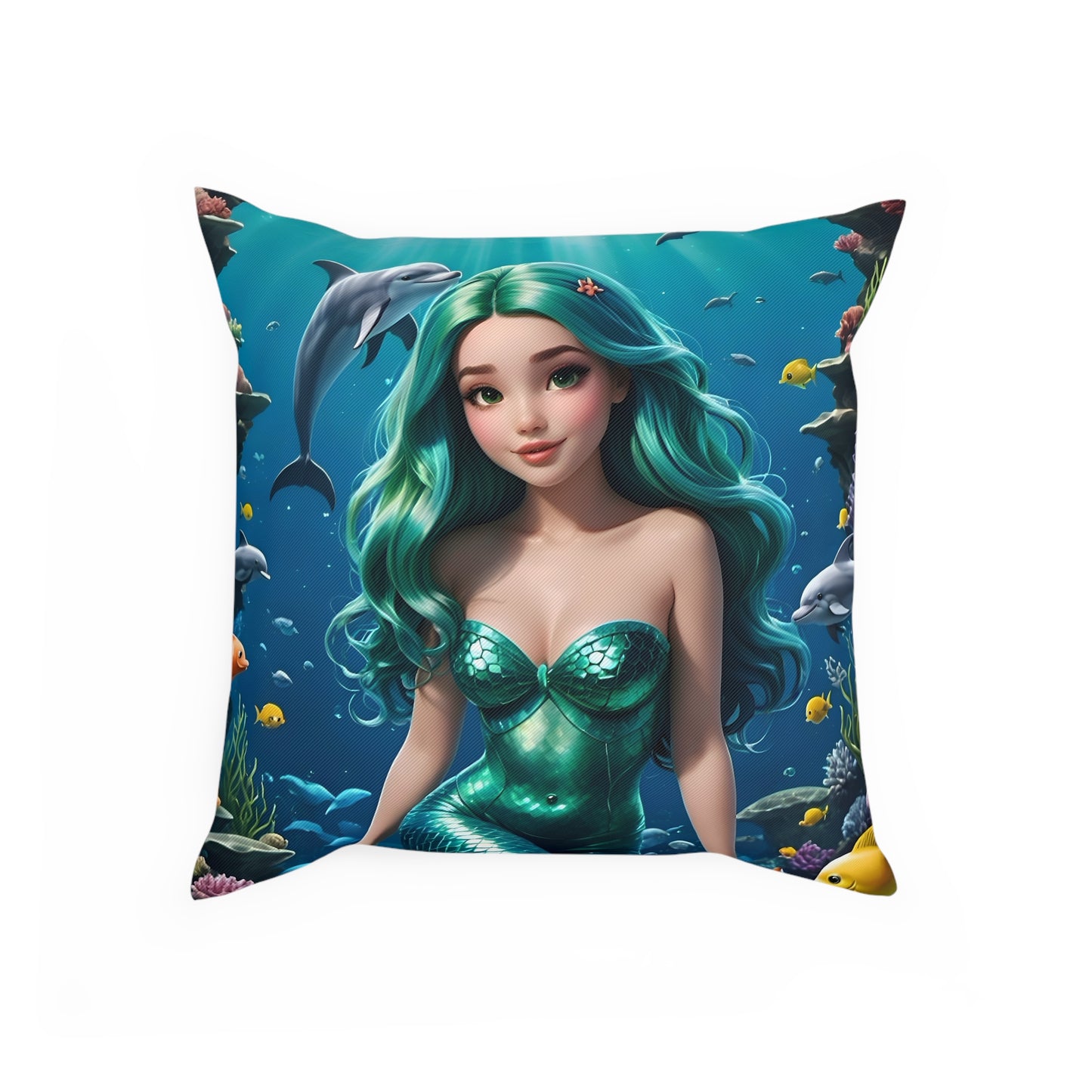 Gorgeous Mermaid Cotton Drill Square Cushion