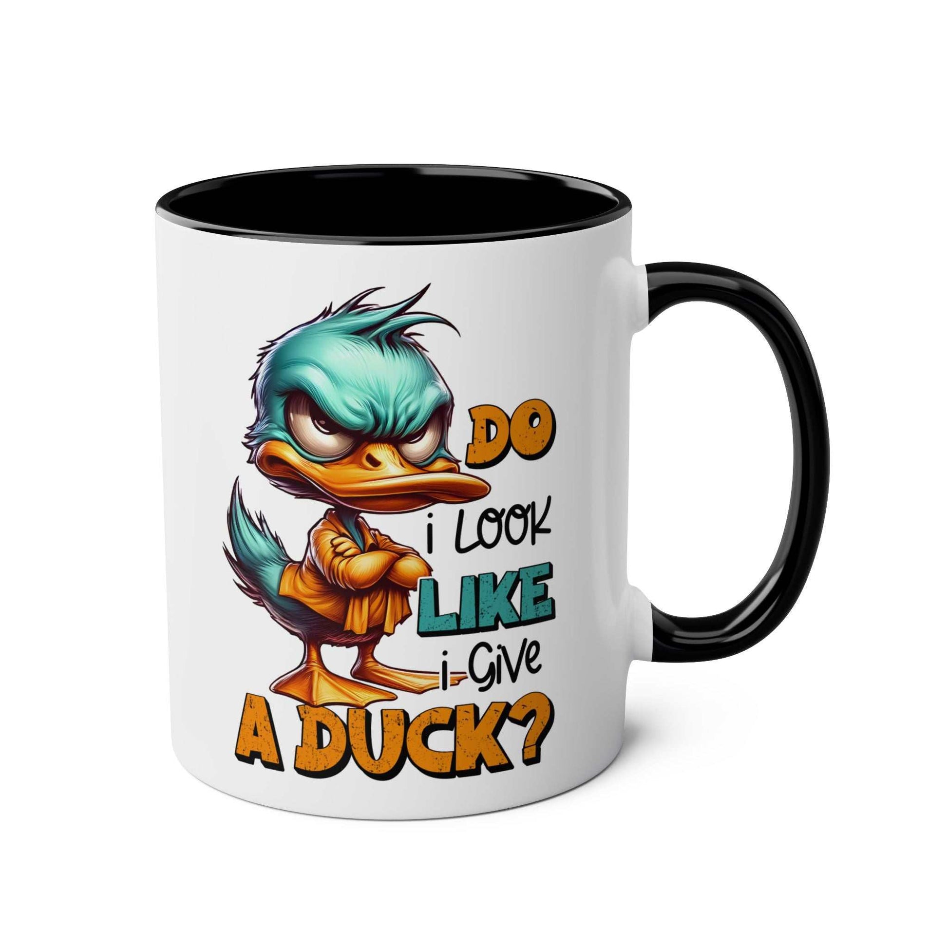 Quirky duck design on Give A Duck Coffee Mug with glossy finish.