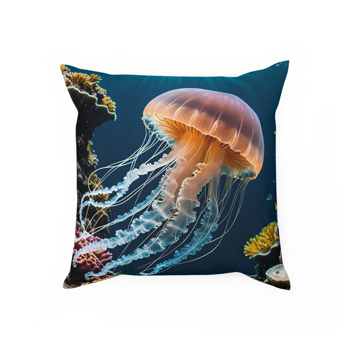 Jellyfish Cotton Drill Square Cushion