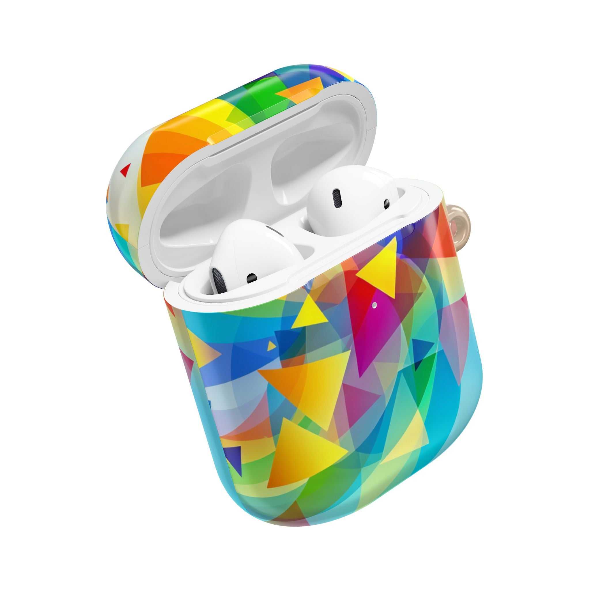 Colorful geometric pride pattern protective case for AirPods and AirPods Pro with glossy finish