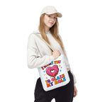 Glaze My Hole Donut Tote Bag with cheeky donut design and colored handles