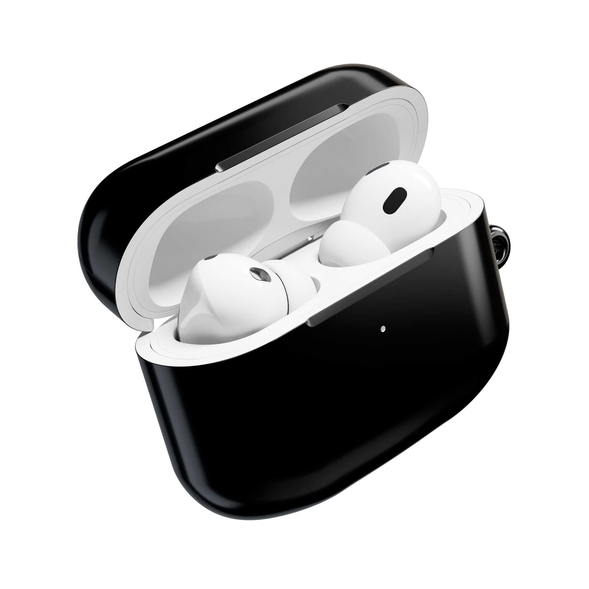Black AirPods Pro protective case with glossy finish and durable hard shell design