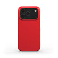 Red slim iPhone case with glossy finish, ultra-slim design, and scratch protection