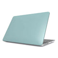 Teal green protective case on slim MacBook with full port access and vents