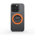 Bold orange magnetic ring phone holder attached to smartphone for secure grip and hands-free use