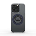 Deep blue magnetic ring holder attached to smartphone for secure grip and hands-free use