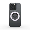 Lavender magnetic ring holder attached to smartphone for secure grip and hands-free use.