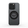 Black Magnetic Ring Phone Holder attached to smartphone for secure grip and hands-free use.