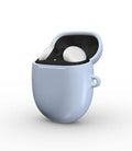 Misty blue protective hard shell case for Google Pixel Buds Pro and Pro 2 with glossy finish and slim design
