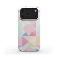 Pastel Geo Print slim glossy iPhone case with lightweight, protective, minimalist design