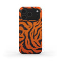 Slim iPhone case with glossy orange tiger print design for lightweight protection