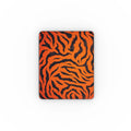 Orange tiger print leather iPad case with Apple Pencil holder and shock-absorbing protection