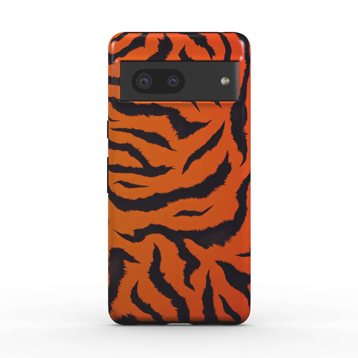 Orange Tiger Print Google Pixel Dual Layer Phone Case