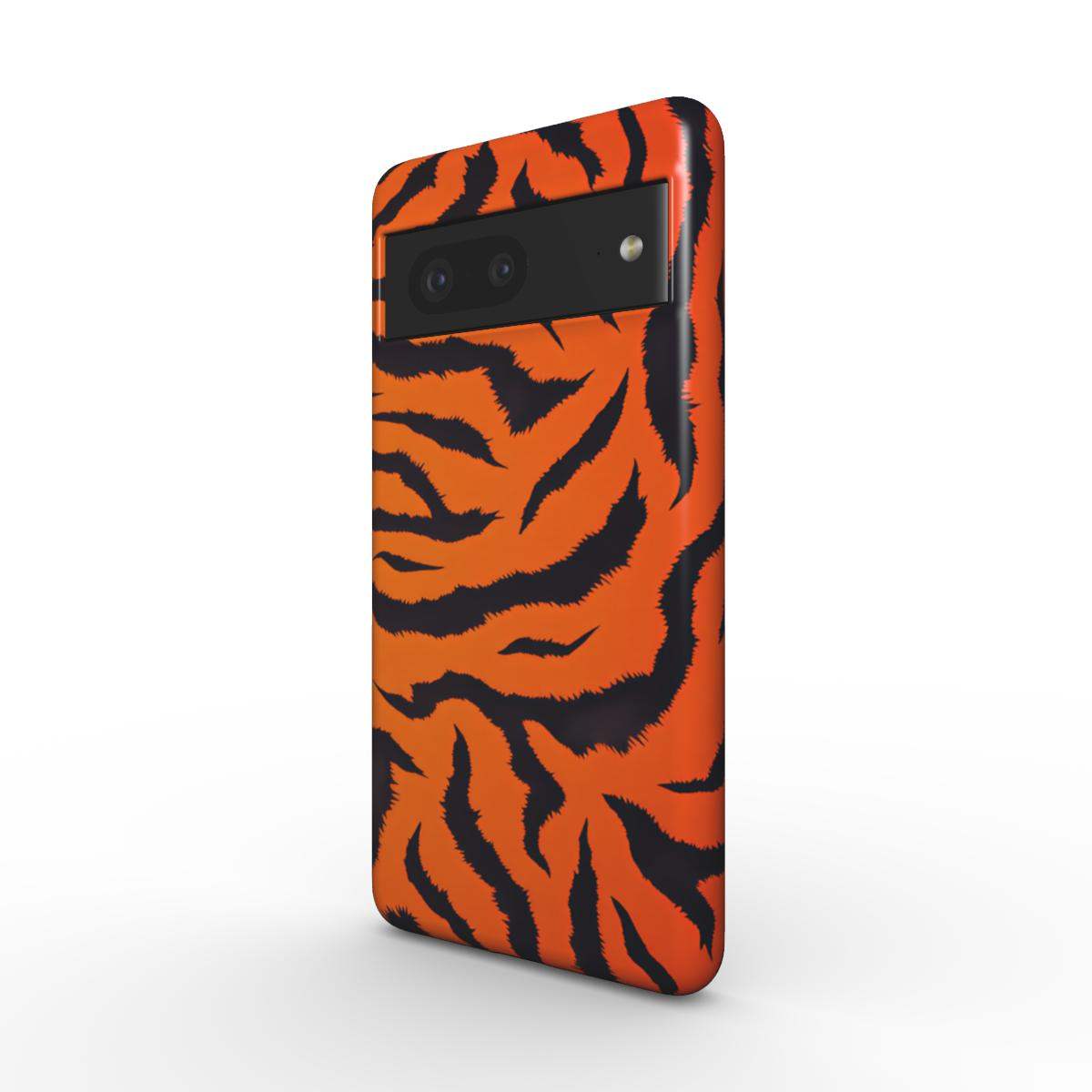 Orange Tiger Print Google Pixel Dual Layer Phone Case