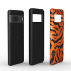 Orange Tiger Print Google Pixel Dual Layer Phone Case