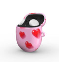 Pink hearts protective hard shell case for Google Pixel Buds Pro and Pro 2 with glossy finish and bright colors