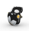 Black daisies protective hard shell case for Google Pixel Buds Pro with glossy finish and vibrant design