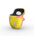 Retro floral Google Pixel Buds Pro hard shell protective case with vibrant colors and glossy finish