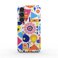 Samsung slim phone case with vibrant geo print and glossy finish