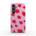 Samsung phone case with pink hearts dual layer protection and glossy finish