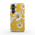 Samsung Dual Layer Phone Case with yellow daisies design, durable dual-layer protection, and glossy finish