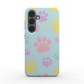 Pastel Doggy Paw Samsung dual layer phone case with glossy finish and shock-absorbing TPU liner
