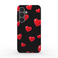Black Hearts Samsung dual layer phone case with glossy finish and shock-absorbing TPU liner