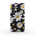 Black Daises Samsung dual layer phone case with glossy finish and shock-absorbing TPU liner
