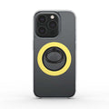 Lemon yellow magnetic ring phone holder attached to smartphone for secure grip and hands-free use