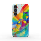 Geometric Pride Samsung slim phone case with colorful abstract shapes and rainbow design, lightweight and protective for Samsung phones
