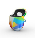 Geometric Pride colorful hard shell protective case for Google Pixel Buds Pro and Pro 2 with glossy finish and wireless charging compatibility