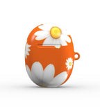 Orange daisies protective hard shell case for Google Pixel Buds Pro and Pro 2 with glossy finish and slim design