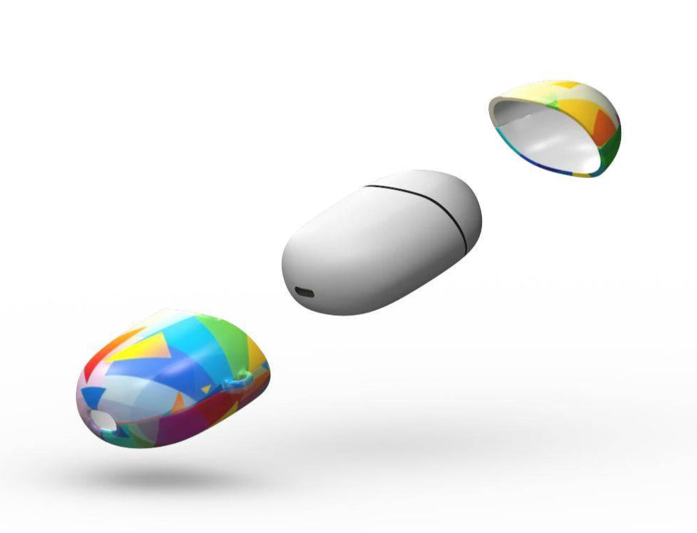 Colorful geometric hard shell protective case for Google Pixel Buds Pro with glossy finish and slim design