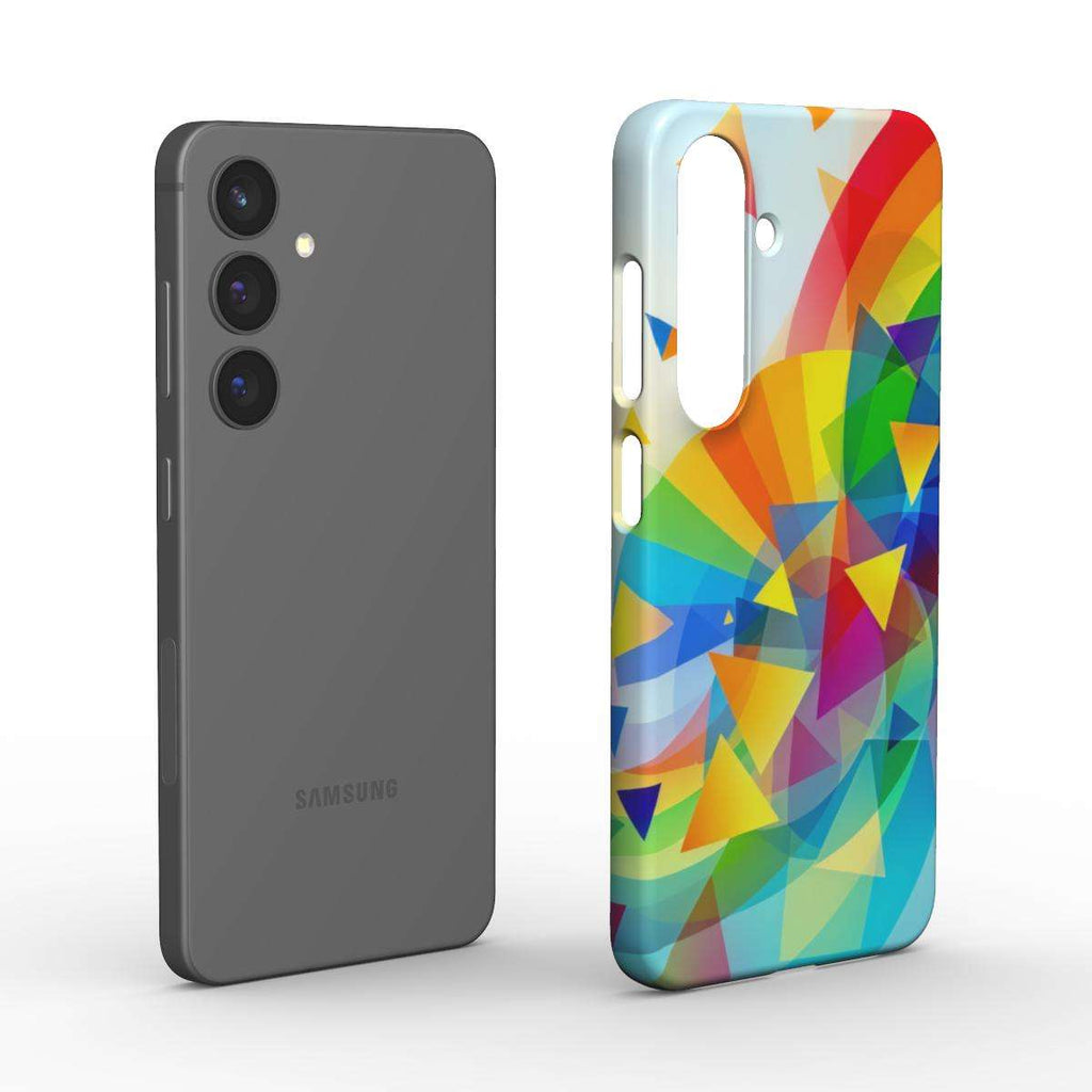 Geometric Pride Samsung slim phone case with colorful abstract design and glossy finish for Samsung phone protection