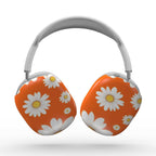 Orange Daises Apple AirPods Max case with vibrant orange and white floral design