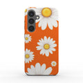 Samsung Dual Layer Phone Case with orange daisy design and durable protective layers