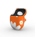 Orange daisies hard shell protective case for Google Pixel Buds Pro and Pro 2 with glossy finish and vibrant design