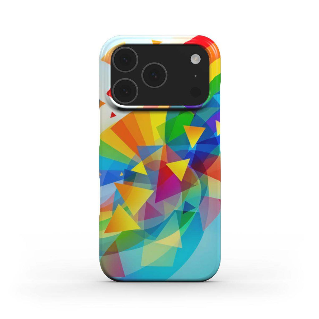 Geometric Pride Slim iPhone Case with colorful abstract triangle design and glossy finish, slim and lightweight for protection and style