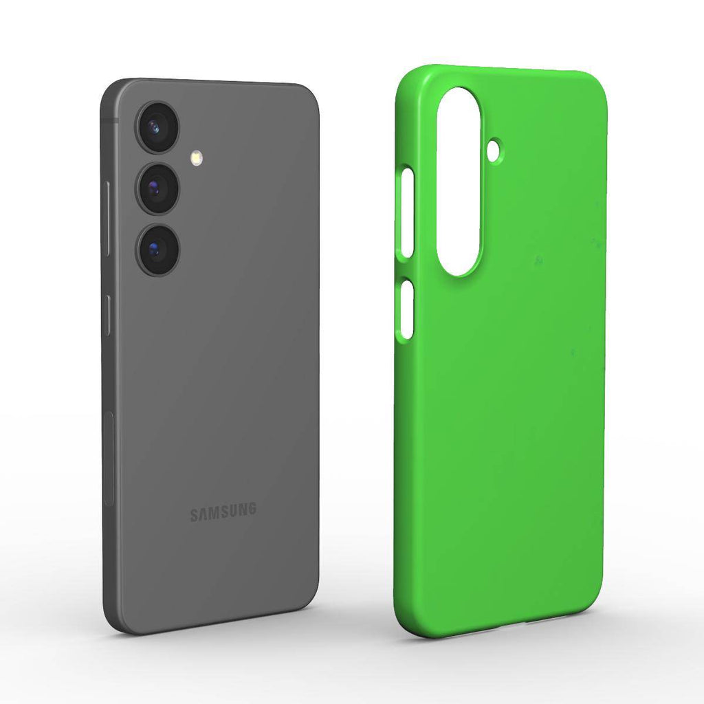 Lime green slim Samsung phone case with glossy finish and precise fit for protection against scratches and drops