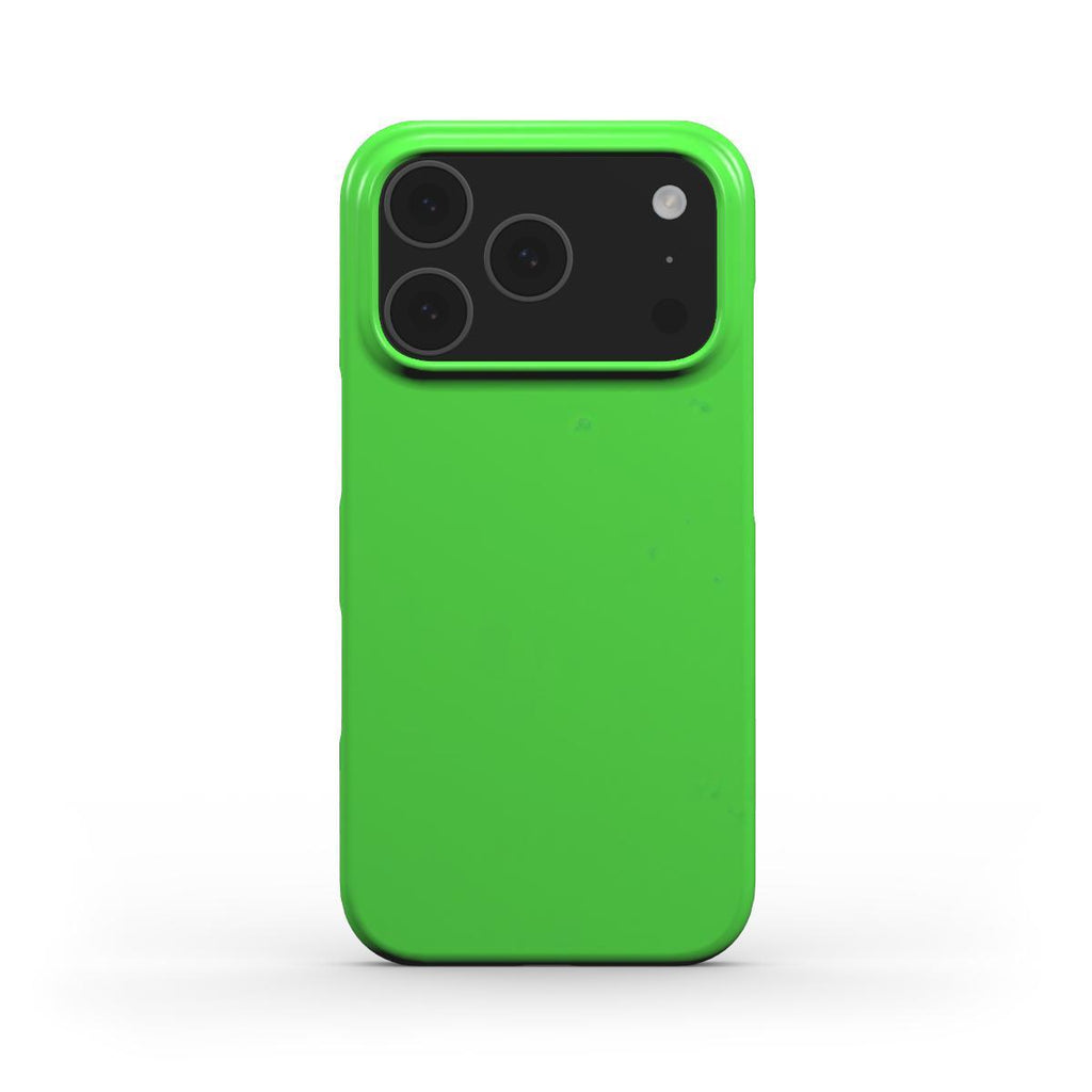Lime green slim iPhone case with glossy finish and lightweight minimalist design