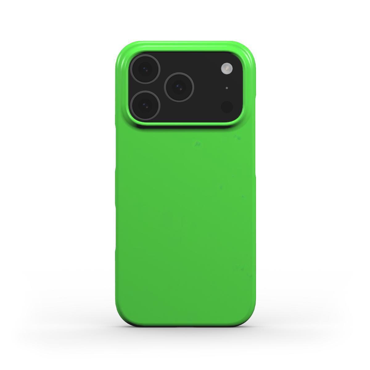 Lime green slim iPhone case with glossy finish and lightweight minimalist design